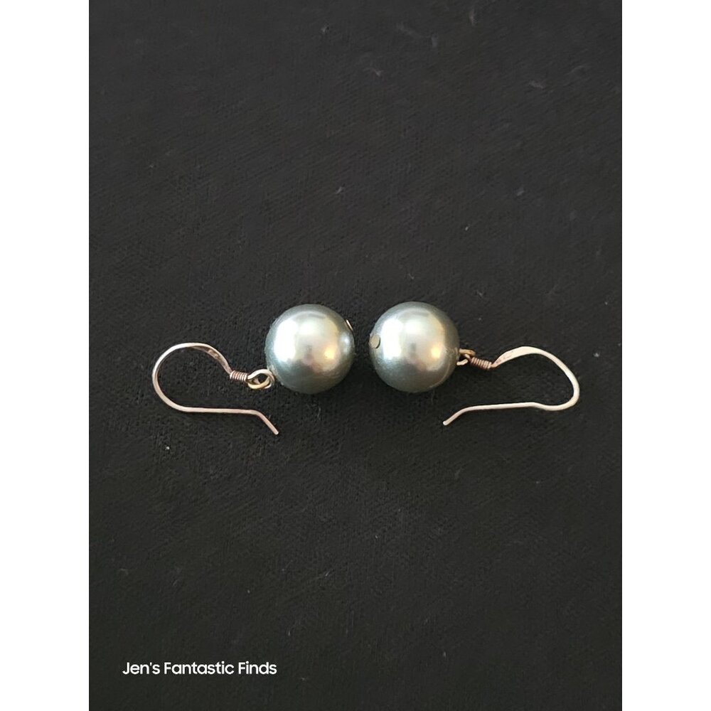 925 Sterling‎ Silver Pearl Hook Back Earrings